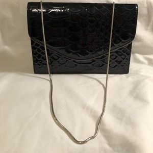 A Elegant Black Patton Leather Purse Silver Strap